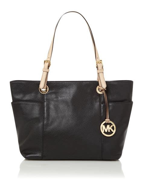 michael kors jet set monogram black tote|Michael Kors Tote bag black.